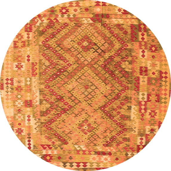 Ahgly Company Indoor Round Southwestern Orange Country Area Rugs, 5' Round