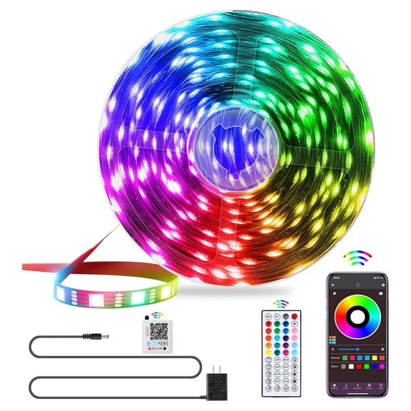 50FT Smart LED Strip Lights , RGB Strip Lights Sync to Music with 44 Key Remote Controller LED Lights for Bedroom, Christmas Lights decration
