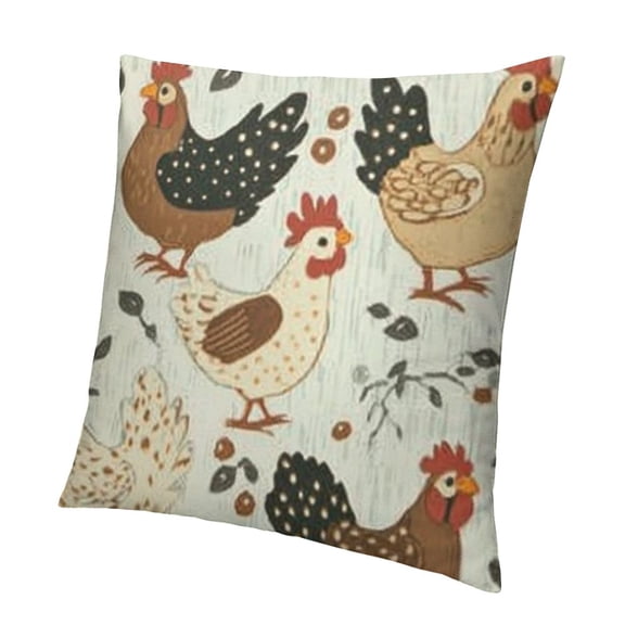 Cute Chicken Pillow Covers Chicken Pattern Throw Pillows Case, Outdoor Decorative Square