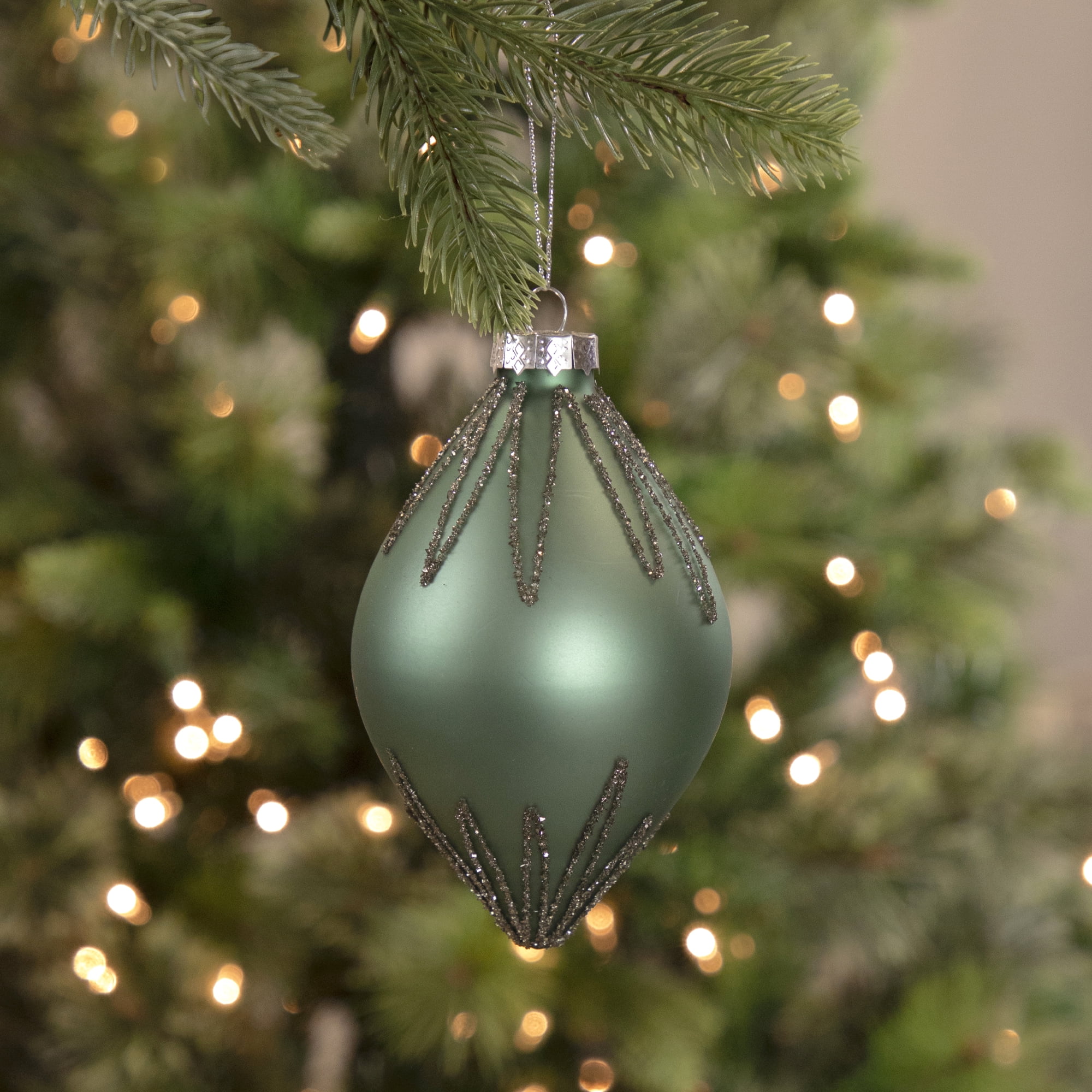 Northlight Green Glass Starburst Finial Shiny Christmas Decorative Accent Ornament, 6.5"