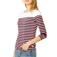 thumbnail image 4 of Allegra K Women's Color Block Long Sleeve Striped Causal T-Shirt, 4 of 6
