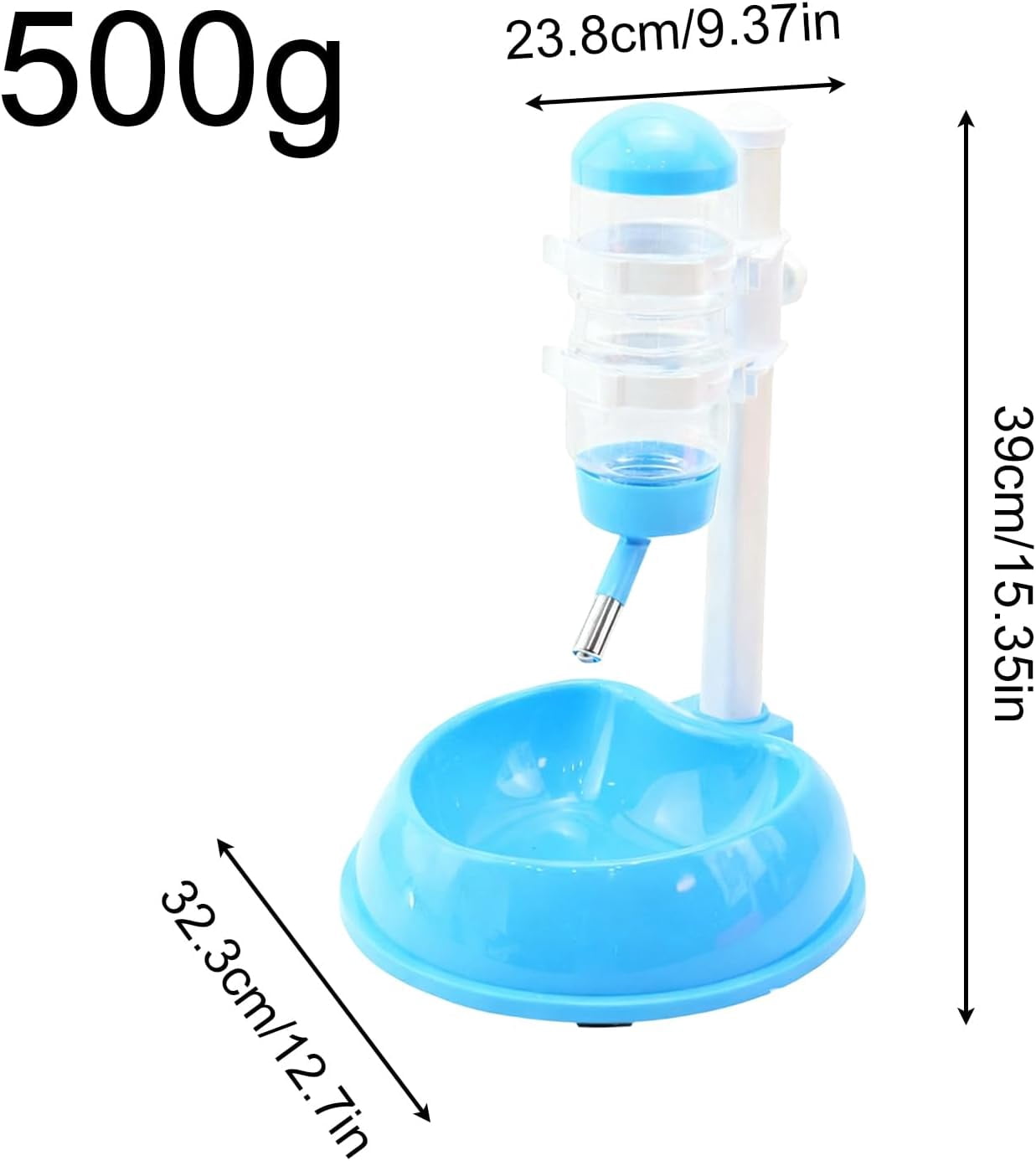 Upright Adjustable Dog Water Fountain, Splash Proof Detachable Bowl, Height Stand, Indoor Outdoor