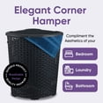 thumbnail image 6 of Superio 50L Wicker Plastic Corner Laundry Hamper with Lid - Black (2 Pack), 6 of 9