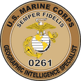 thumbnail image 1 of U.S.M.C. MOS 0261 Geographic Intelligence Specialist Decal 5.5" - Desert Tan, 1 of 1