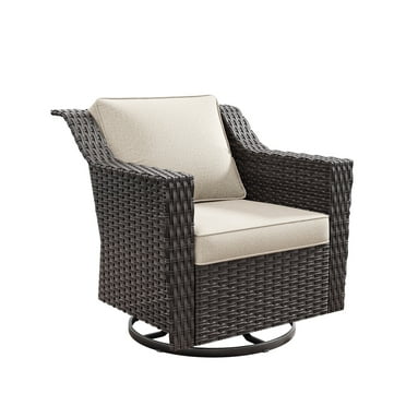 Meetleisure Patio Swivel Wicker Chair, Outdoor Rattan Rocking Chairs with Thickened Cushions for Backyard Porch Deck, Metal Rocking Frame