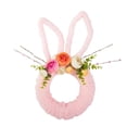 thumbnail image 2 of Easter Rabbit Wreath Decor - 14.96" Artificial Spring Bunny Head Shaped Easter Wreath Welcome Sign with Lovely Flowers and Branch for Front Door,Easter Party, 2 of 9