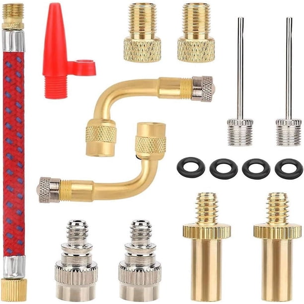 Paquete de 16 adaptadores de válvula de bicicleta para válvula de bicicleta (AV DV SV BV) y la mayoría de los tipos de válvulas para todas las bombas de bicicleta, bomba de aire, bomba de bola, boya,