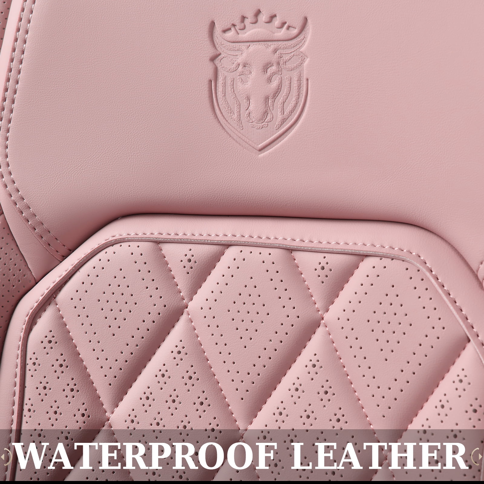 Coverado Pink Car Seat Covers Full Set, Waterproof Faux Leather Seat Protectors, Auto Interior Accessories Universal Fit Most Cars SUVs Pickup Trucks