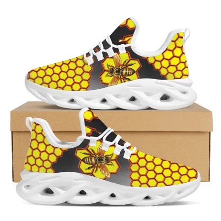 

Yellow Hy Bee Pattern Female Platform Sneakers Light Mesh Shoes Women Footwear Outdoor Casual Shoes Flat Zapatos