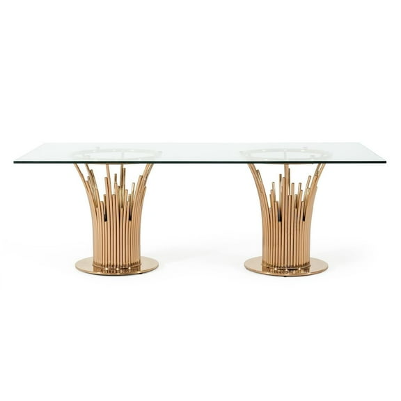 Modrest Paxton Modern Glass & Rosegold Dining Table