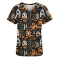 thumbnail image 5 of VKOYWKM Halloween Scrub Shirts for Women Funny Pumpkin Ghost Graphic Nurse Uniforms Short Sleeve V Neck Nursing Scrubs Holiday Tops with Pockets, 5 of 5