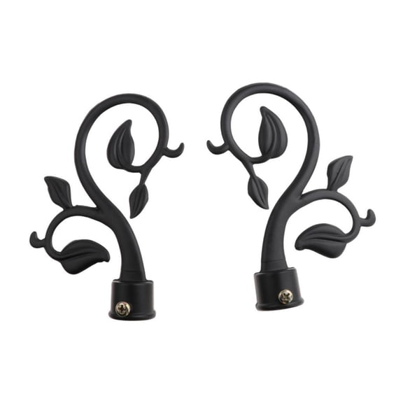 Fzaqwen 1 Pair Decorative Elegant Design Window Curtain Rod Ends Drapery Rail Pole Heads Black
