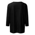 thumbnail image 5 of DENGDENG Trendy Tops for Women 2023 Fall 3/4 Length Sleeve Womens Shirts Casual Plus Size Crew Neck Solid Color Blouses Loose Fit Tshirts Boho Elbow Tunic Tops Black M, 5 of 6