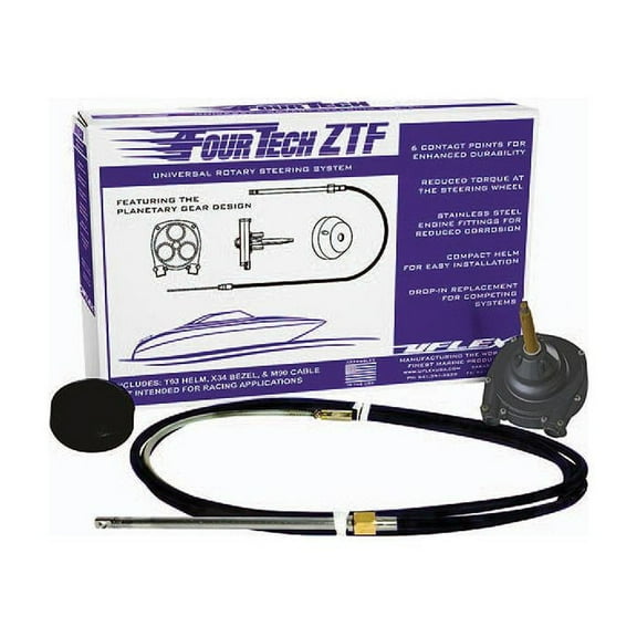 Uflex FOURTECHBLK13ZTF Fourtechâ„¢ ZTF Rotary Steering System, 13' Black Cable