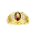 thumbnail image 1 of RYLOS Men's Rings 14K Yellow Gold Rings Classic Designer Style 9X7MM Oval Gemstone &  Diamond Ring Smoky Quartz June Birthstone Rings For Men Size 13, 1 of 7