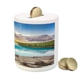 thumbnail image 3 of Landscape Piggy Bank, Idyllic View of Moraine Lake at Sunset in Canadian Rocky Mountain Range Picture, Ceramic Coin Bank Money Box for Cash Saving, 3.6" X 3.2", Multicolor, by Ambesonne, 3 of 4