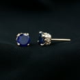 thumbnail image 3 of Rosec Jewels Lab Grown Blue Sapphire Solitaire Stud Earrings with Moissanite - AAAA Grade, 10K Yellow Gold, 3 of 8