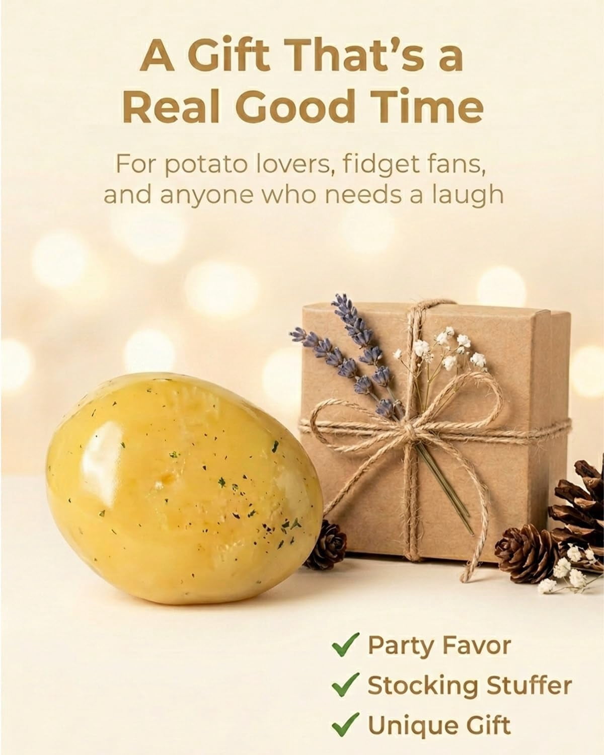 2026 Upgraded Squishy Potato Stress Ball, Non-Rebound Squeeze Toy for Adults Party Favors (1Pcs)