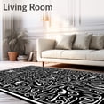 thumbnail image 2 of ODIKA 3'x5' Machine Washable Non-Slip Area Rug, Elegant Silverware Motif Cutlery Decorative Accent High Traffic Rug with Pad, Black, 734889, 2 of 8