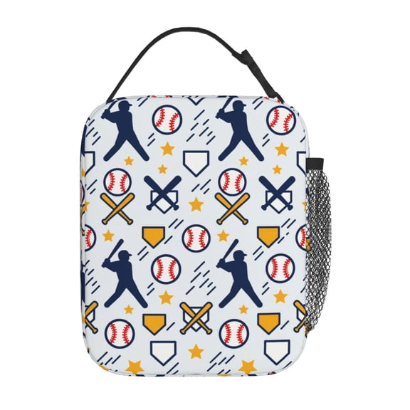 Baseball Player Lunch Bag For Sports Men Reusable Insulated Lunch Tote Lunch Box Cooler Thermal Lunch Tote Bag For Office Work Picnic Travel