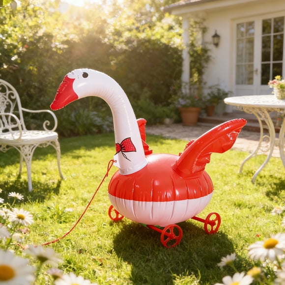 Jouet Gonflable en Forme d'Animal à Tirer avec Roues, Jouet Ballon de Marche de Dessin Animé pour Activités Physiques en Plein Air, Jouet Roulant Léger et Portable pour Décoration de Fête, Cadeau et Plaisir de Voyage