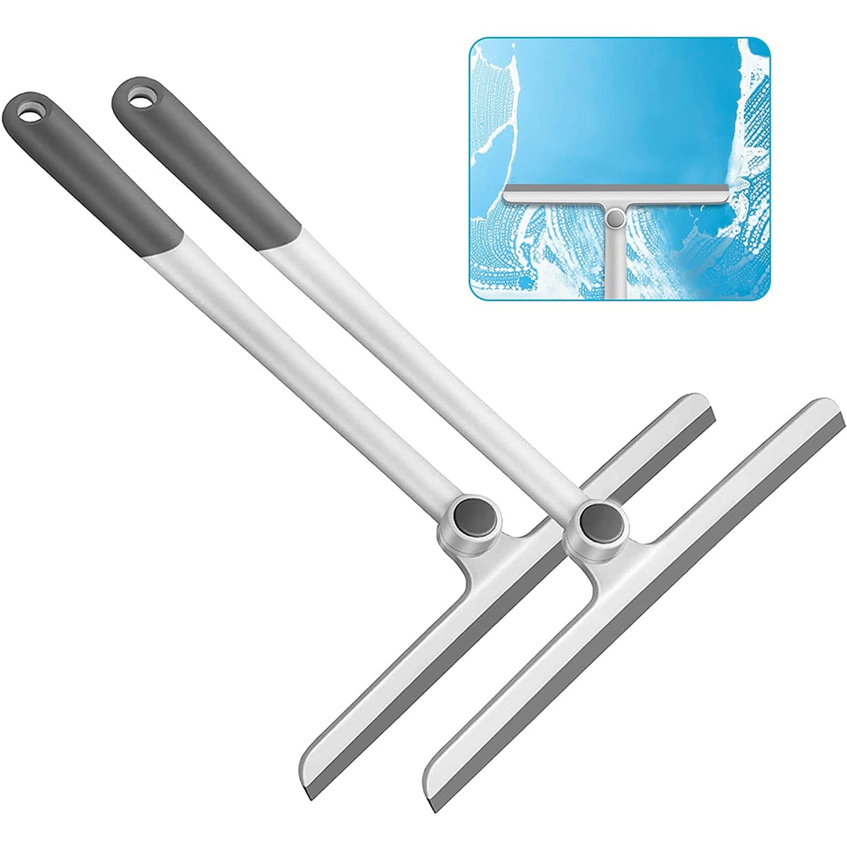 mDesign Bathroom Shower Squeegee with Suction Hook Pack of 2 Clear 