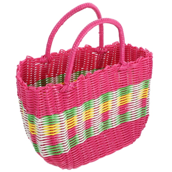 HOMEMAXS 1PC Plastic Woven Vegetable Basket Shopping Gift Basket (Size Color)