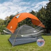 Backpacking Tent 2 Persons with Aluminium Pole Camping Tent Lightweight Rainproof Easy Clip Setup Two Doors Double Layers 2.2x1.4m