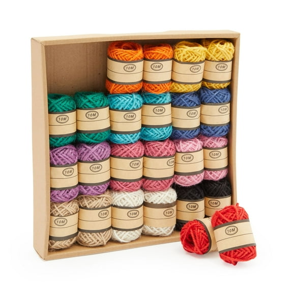 24 Rolls Colored Twine String for Crafts, 2mm Macrame Cord for Gift Wrapping, 12 Colors (11 Yards Each, 264 Yards Total)