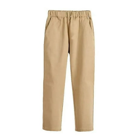 Kiijoy Little Boys School Uniform Pull-On Pants Stretch Tapered Leg Trousers Sizes 3-18