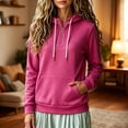 thumbnail image 2 of Nowekniz Womens Loose Half Zip Hoodie Sweatshirt, Cotton Blend Solid Long Sleeve Top with Kangaroo Pocket, Winter Soft Casual Layering Hooded Jacket, 2 of 5