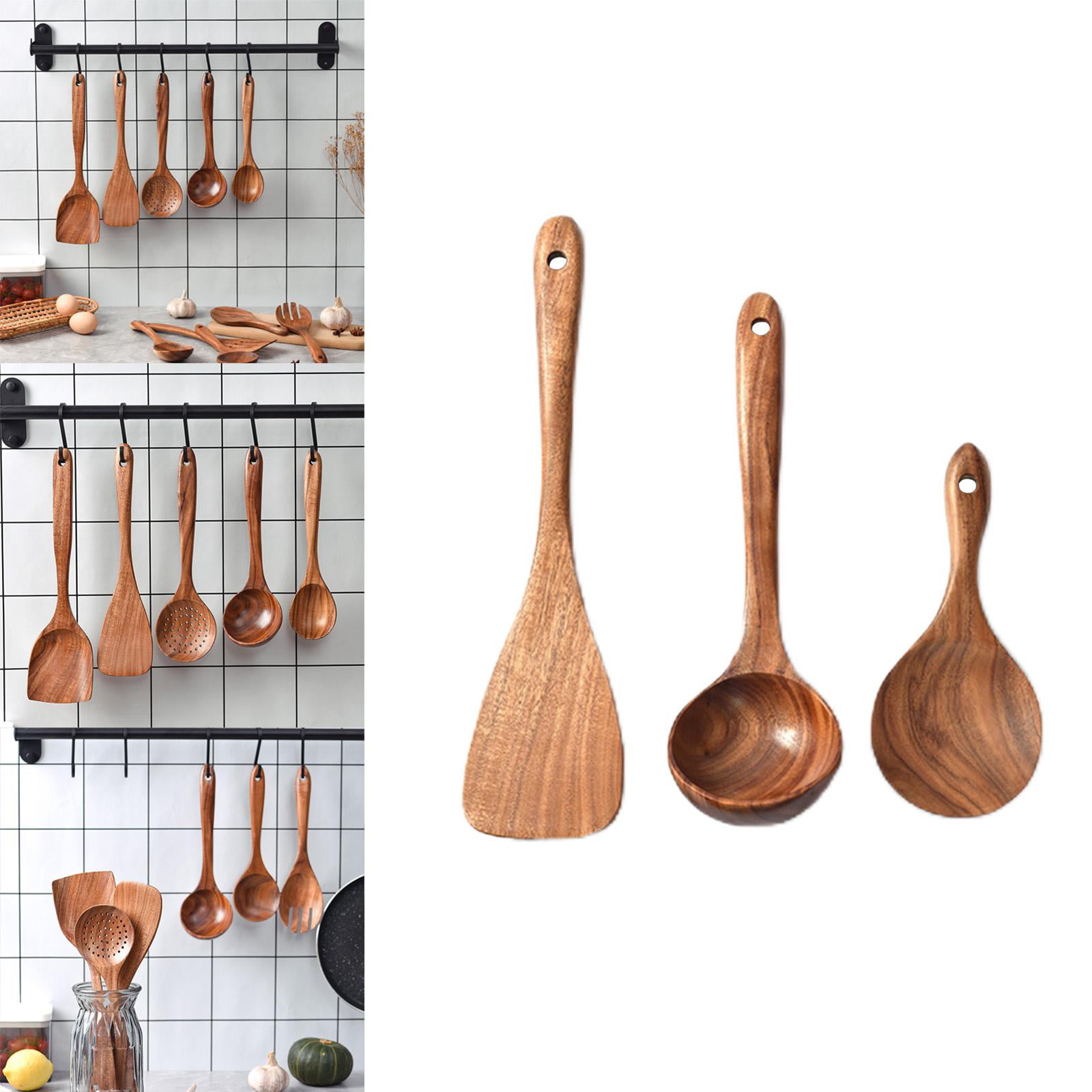 7 Pcs Wooden Kitchen Utensils in 2023  Wooden kitchen utensils, Wooden  kitchen, Rubber kitchen utensils