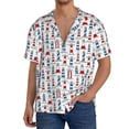 thumbnail image 7 of Lsque Lighthouse And Beacon print Men's Cuban Collar Short Sleeve Shirt Summer Beachwear Casual Button Down Fashionable Vacation Leisure Shirt-Large, 7 of 7