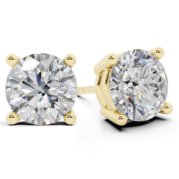 Unique Moments 1/4 Carat Round Lab Grown Diamond Stud Earrings in 14K Yellow Gold Jewelry for Women