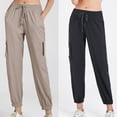 thumbnail image 1 of TFixol Pantalones cargo sueltos para mujer, bolsillos con cordón, elásticos, de secado rápido, para correr, fitness, 1 of 8