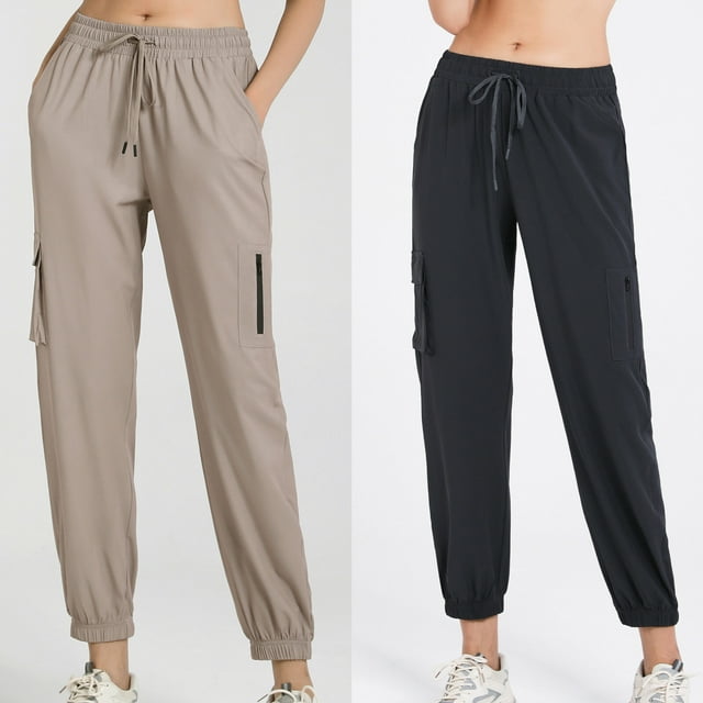 TFixol Pantalones cargo sueltos para mujer, bolsillos con cordón, elásticos, de secado rápido, para correr, fitness