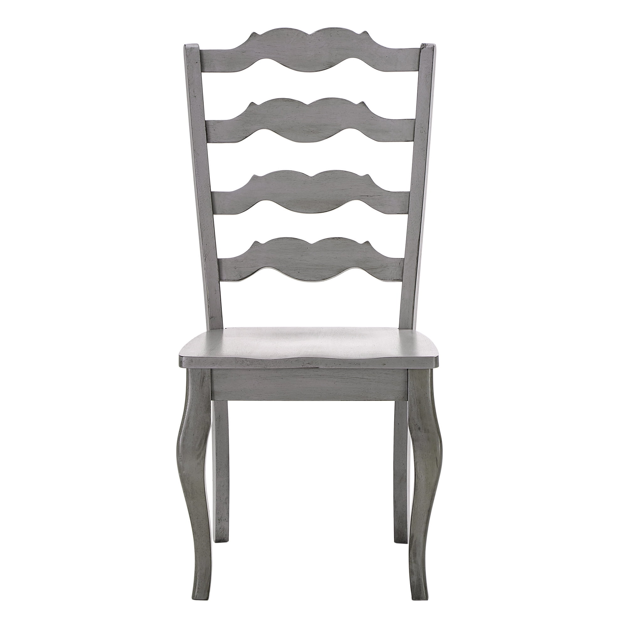 Weston Home Farmhouse French Ladder Back Wood Dining Side Chairs, Antique Grey (Set of 2)