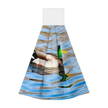 

Sikiie Mallard Duck Swimming In A River Hand Towel with Loop Hanging Towel Absorbent Tie Towels for Kitchen Tea Bar Bathroom Decor