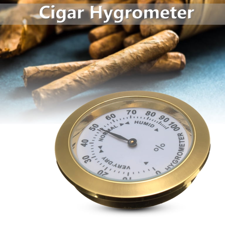 Brass Analog Hygrometer tobacco Cigar Tobacco Humidity Gauge w/ Glass Lens  for Humidors
