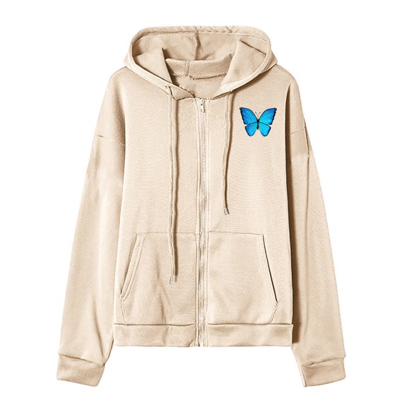 Babysbule Fall Jackets for Women ClearanceFashion Women's Zipper V-Neck Pullover Tops Long Sleeve Print Hooded Blouse Sweatshirt Women's Tops Blouse