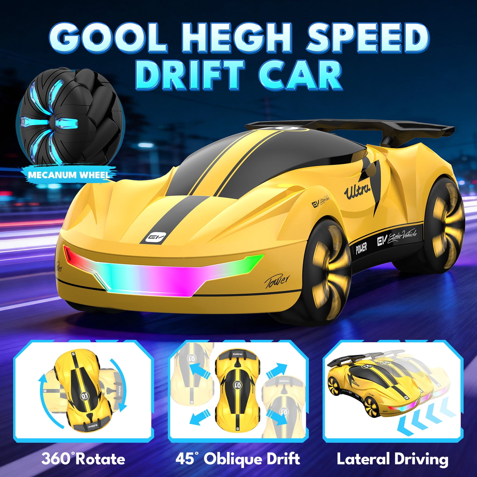 Gmdisc Remote Control Car for Kids,1:16 High Speed RC Cars with Headlight,Christmas Birthday Gift Toys for 8 11 Year Old Boys Kids