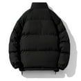 thumbnail image 4 of Lovskoo Mens Winter Coats Fuzzy Fleece Lined Quilted Jacket Zipper Open-Front Cardigan Stand Collar Loose Solid Color Long Sleeve Cotton-Padded Coat Black, 4 of 9
