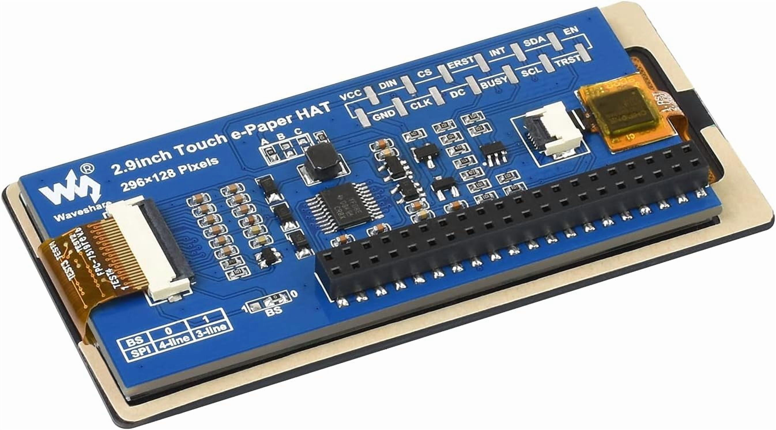 2.9inch Touch E-Paper Display HAT for 4B/3B+/3B/2B/Zero/Zero W/WH, 296×128 Pixel 5-Points Black/White 3.3V/5V Capacitive Touch E-Ink Screen, SPI Interface Support Partial Refresh