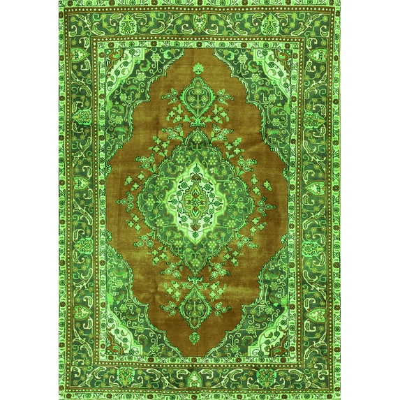 Ahgly Company Indoor Rectangle Medallion Green Traditional Area Rugs, 8' x 12'