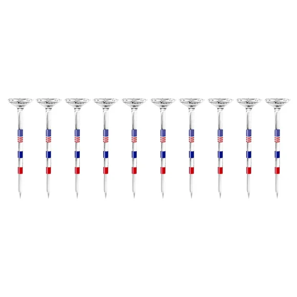 10Pcs Golf Tees Reduces Friction and Side Spin 3-1/4 Inch Plastic Golf Tees USA American Flag Long Golf Tees Bulk Gifts for Men 10Pcs