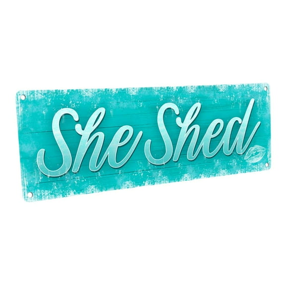 She Shed 4"x12" Metal Sign, Wall Décor for Bath and Laundry