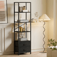 thumbnail image 3 of Satifur 5-Tier 65" H Bookshelf and Bookcase with 2 Removable Drawers, Narrow Display Shelf for Living Room, Black Oak, 3 of 8