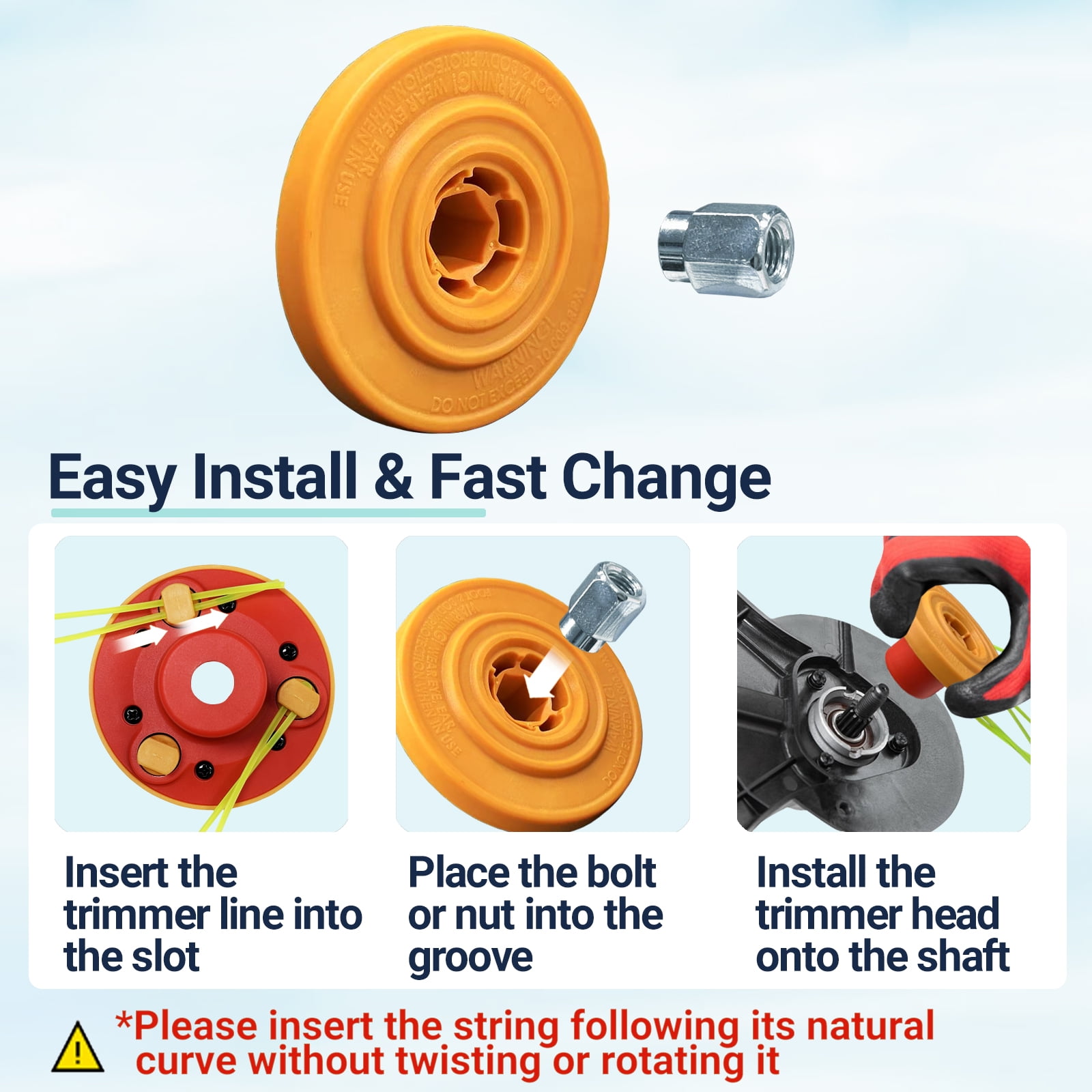 Universal Weed Eater Head, Easy Load String Trimmer Head Replacement Weed Wacker Head for Echo, Ego, Dewalt, Stihl, and Husqvarna, Includes 12pcs 1FT-0.095" Trimmer Line