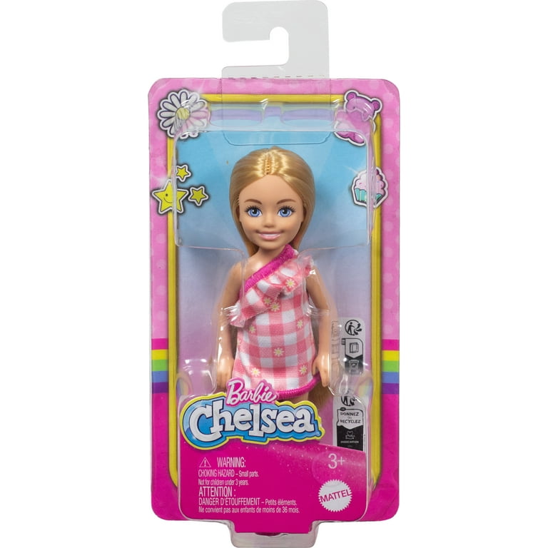 Barbie Chelsea Doll, Small Doll Wearing Removable Checked Dress