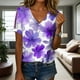 thumbnail image 3 of Camisa Medlor Boho con botones para mujer, manga corta, cuello en V, 3 of 6